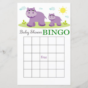 Tarjeta de bingo Hippo para la ducha de bebé
