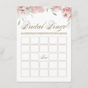 Tarjeta de bingo Mauve Rubor Pink Flowers Bridal S