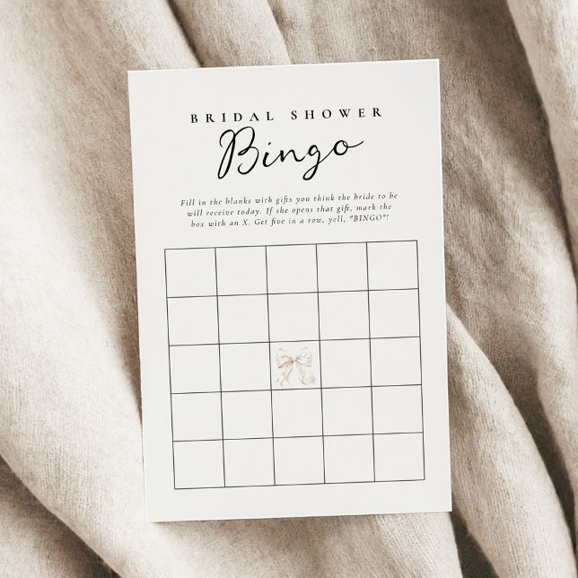 Tarjeta de Bingo Mínimo Bow Bridal Shower Gift (Subido por el creador)
