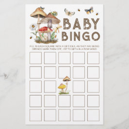 Tarjeta de bingo Mushroom Woodland Baby Shower | W