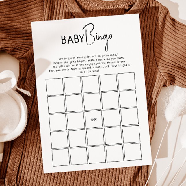Tarjeta de Bingo Neutral Baby Shower Bebé Simple (Subido por el creador)
