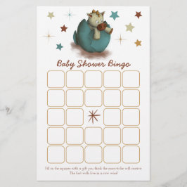 Tarjeta de Bingo Neutral Baby Shower Hatching Dino