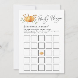 Tarjeta de Bingo Neutral Baby Shower para calabaza