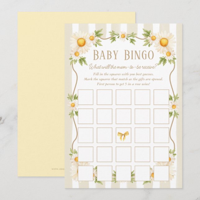 Tarjeta de Bingo Neutral para Baby Shower Little S (Anverso / Reverso)