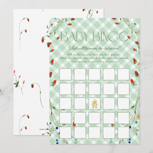 Tarjeta de Bingo Neutral para Baby Shower Little S (Anverso / Reverso)