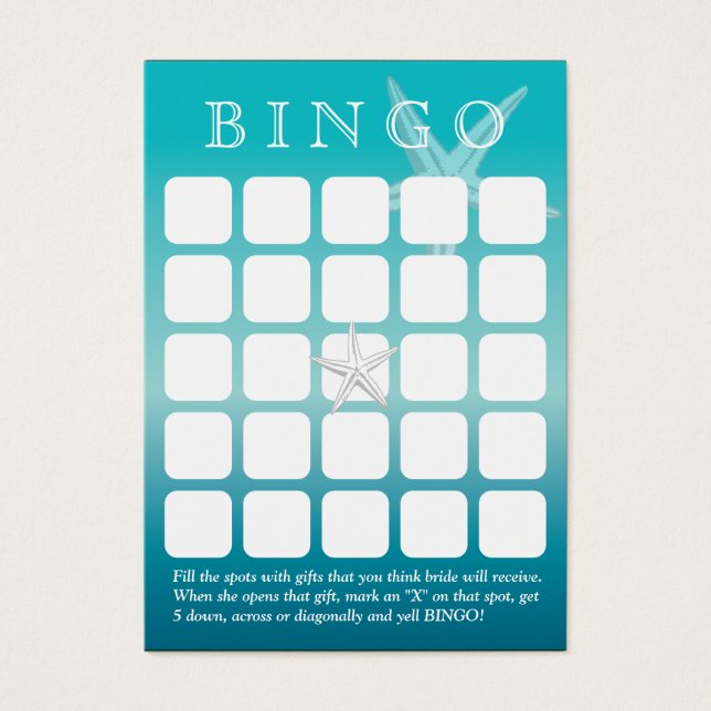 Tarjeta de bingo Ocean Blue Starfish 5x5 Brigante  (Frente)