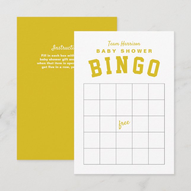 Tarjeta de BINGO para baby shower con tema de puer (Anverso / Reverso)