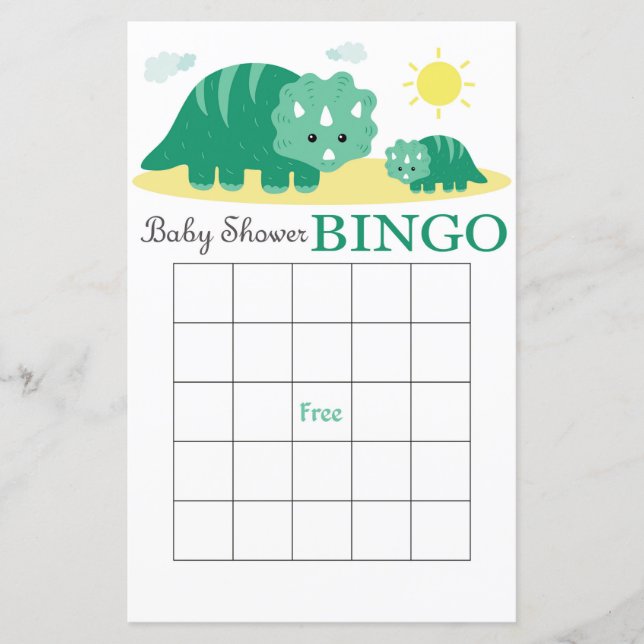 tarjeta de bingo para baby shower de dinosaurio, B (Anverso)