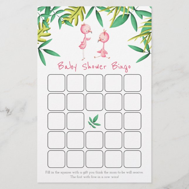 Tarjeta de bingo para baby shower de gemelos Flami (Anverso)