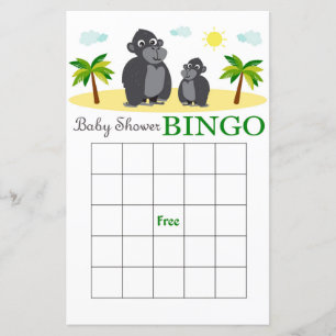 Tarjeta de bingo para baby shower de mono