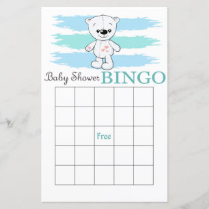 tarjeta de bingo para baby shower de oso polar