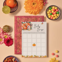 Tarjeta de Bingo para Baby Shower de Otoño "Calaba