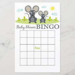 tarjeta de bingo para baby shower de Ratón Pequeño