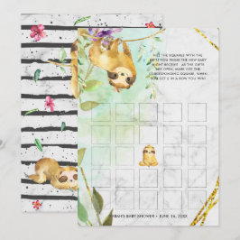 Tarjeta de Bingo para Baby Shower | Perezoso Tropi