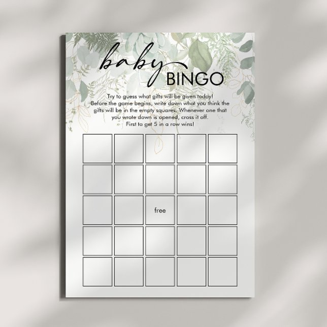 Tarjeta de bingo para bebé Baby Shower Green Moder (Subido por el creador)