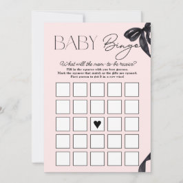 Tarjeta de bingo para bebé Bow Baby Shower Hello