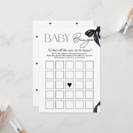Tarjeta de bingo para bebé Bow Baby Shower Hello