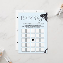 Tarjeta de bingo para bebé Bow Baby Shower Hello