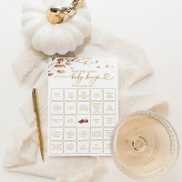 Tarjeta de bingo para bebé de camión rojo de otoño
