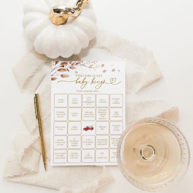 Tarjeta de bingo para bebé de camión rojo de otoño (Subido por el creador)