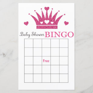 Tarjeta de bingo para bebé de la corona púrpura