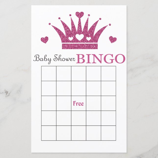 Tarjeta de bingo para bebé de la corona púrpura (Anverso)