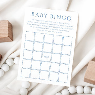 Tarjeta de bingo para bebé Dusty Blue Baby Shower 