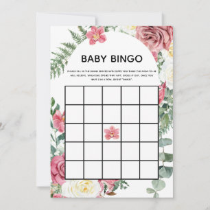Tarjeta de bingo para bebé floral rosa Baby Shower