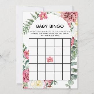 Tarjeta de bingo para bebé floral rosa Baby Shower