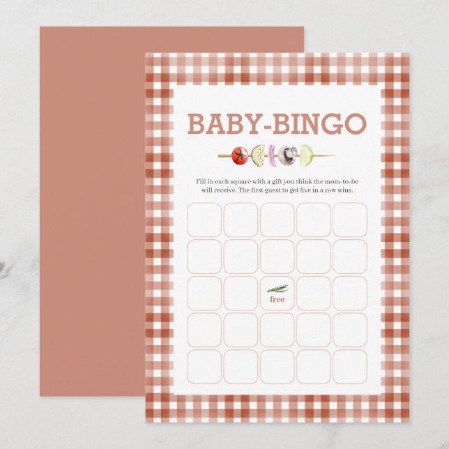 Tarjeta de Bingo para Bebés de Acuarela (Anverso / Reverso)