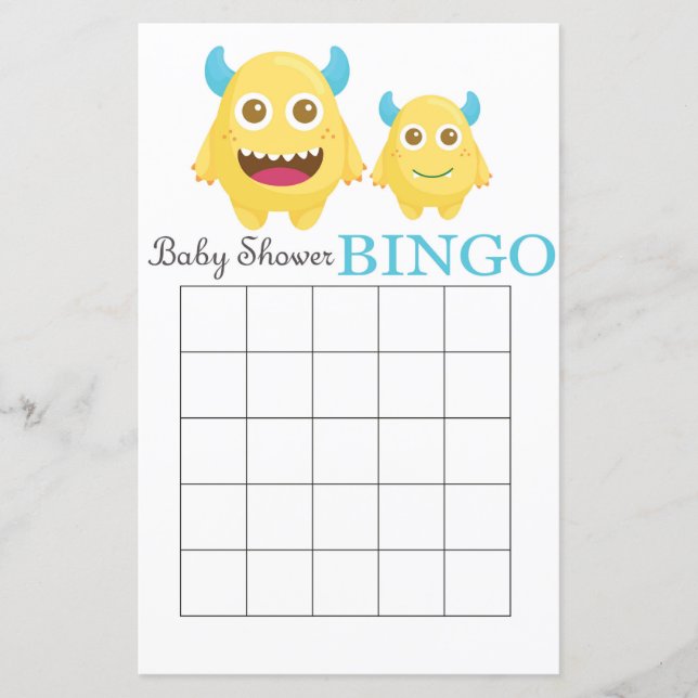 Tarjeta de bingo para bebés de Little Monster (Anverso)