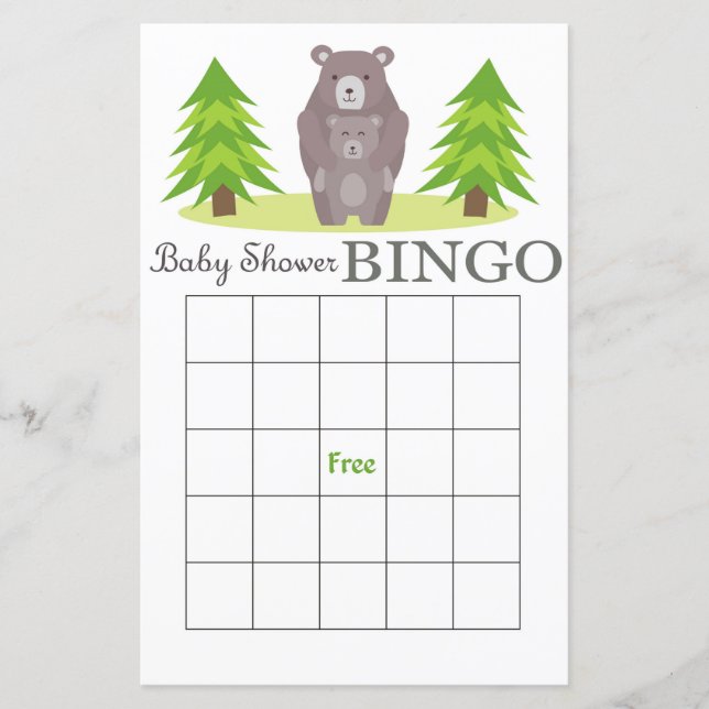 Tarjeta de bingo para ducha de bebé de oso,Bingo d (Anverso)