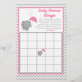 Tarjeta de Bingo para Juego Baby Shower para Elefa