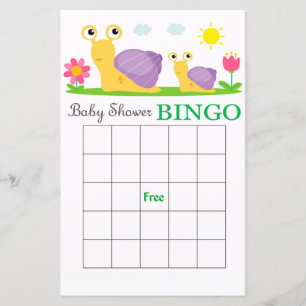 Tarjeta de bingo para la ducha de bebé de caracole