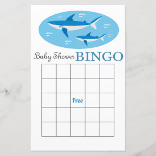 Tarjeta de bingo para la ducha de bebé de tiburón