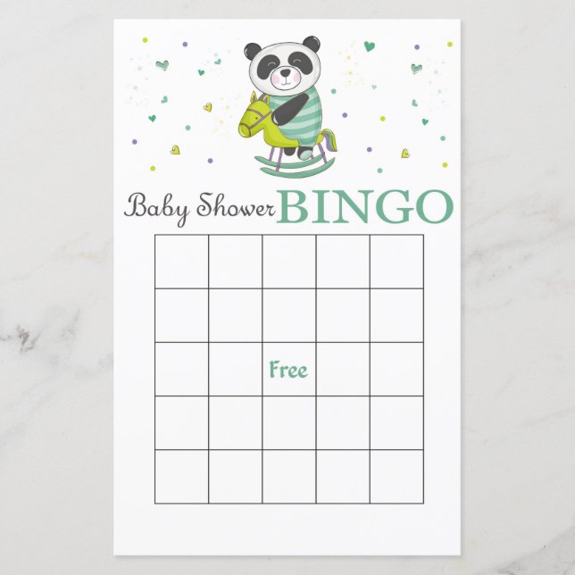 Tarjeta de bingo para la ducha de bebé Panda (Anverso)