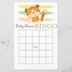 Tarjeta de bingo para la ducha de bebé tigre
