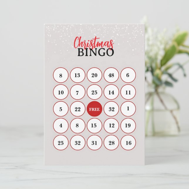 Tarjeta de Bingo para Navidades Minimalistas Beige (Anverso de pie)