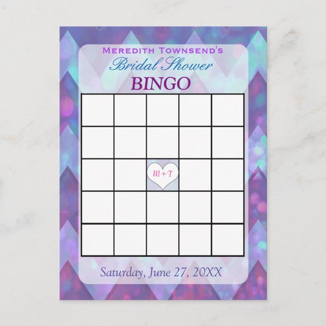 Tarjeta de bingo | Púrpura Chevron (Anverso)