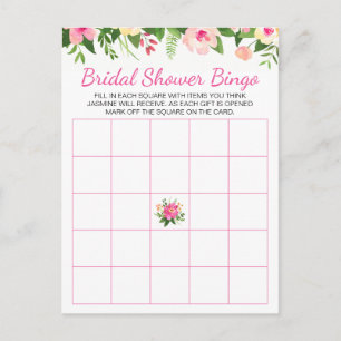 Tarjeta de bingo Rosella Pink Flowers Bridal Showe