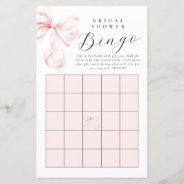 Tarjeta de Bingo Rubor Pink Bow Bridal Shower Gift