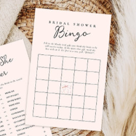 Tarjeta de Bingo Rubor Pink Bow Bridal Shower Gift