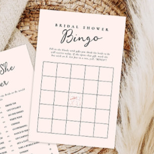 Tarjeta de Bingo Rubor Pink Bow Bridal Shower Gift