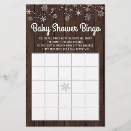Tarjeta de Bingo Rústico de Snowflake Baby para Ba