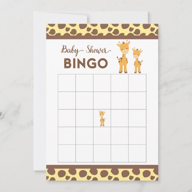 Tarjeta de bingo Safari Animal Baby Shower (Anverso)