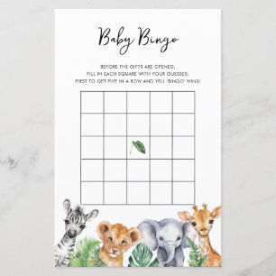 Tarjeta de Bingo Safari Little Wild One Baby Showe