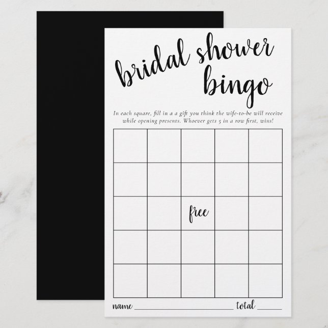 Tarjeta de bingo simple | Juego de Baby Shower bla (Anverso / Reverso)