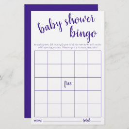 Tarjeta de bingo simple | Purple Baby Shower Game