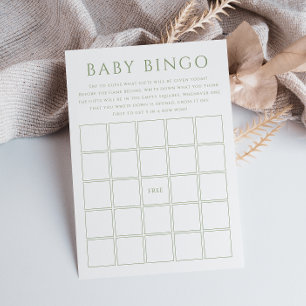 Tarjeta de Bingo Simple Sage Green Baby Shower Bab