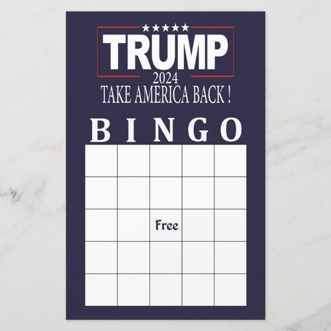 Tarjeta de bingo Trump, bingo de las elecciones de (Anverso)